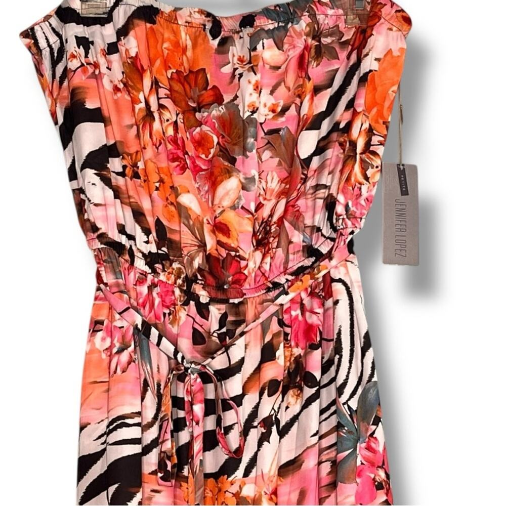 Jennifer Lopez Summer Oasis floral zebra print strapless maxi dress NWT size PL - Picture 4 of 12